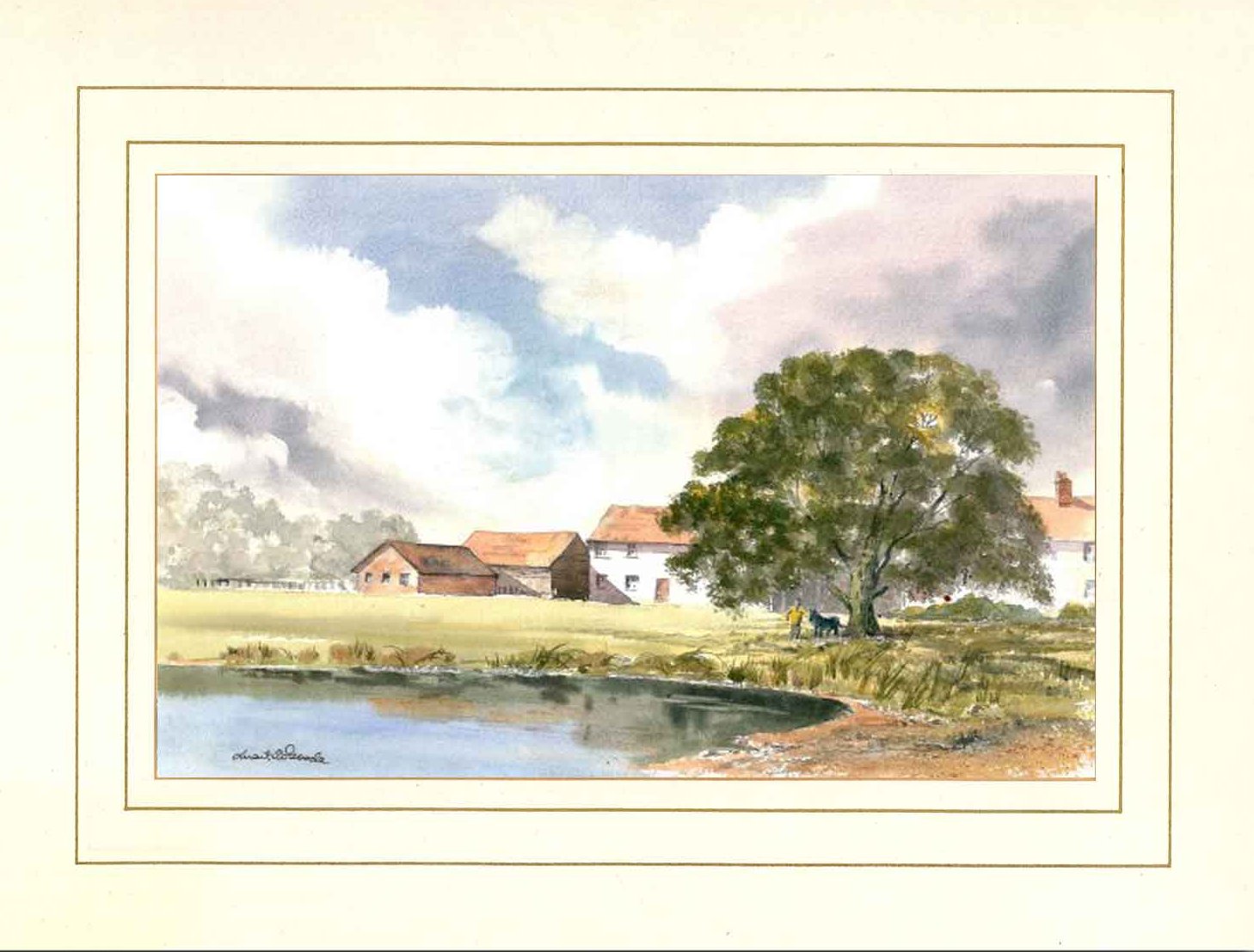 Oak Tree Farm, Original Watercolour Painting by Martin Goode